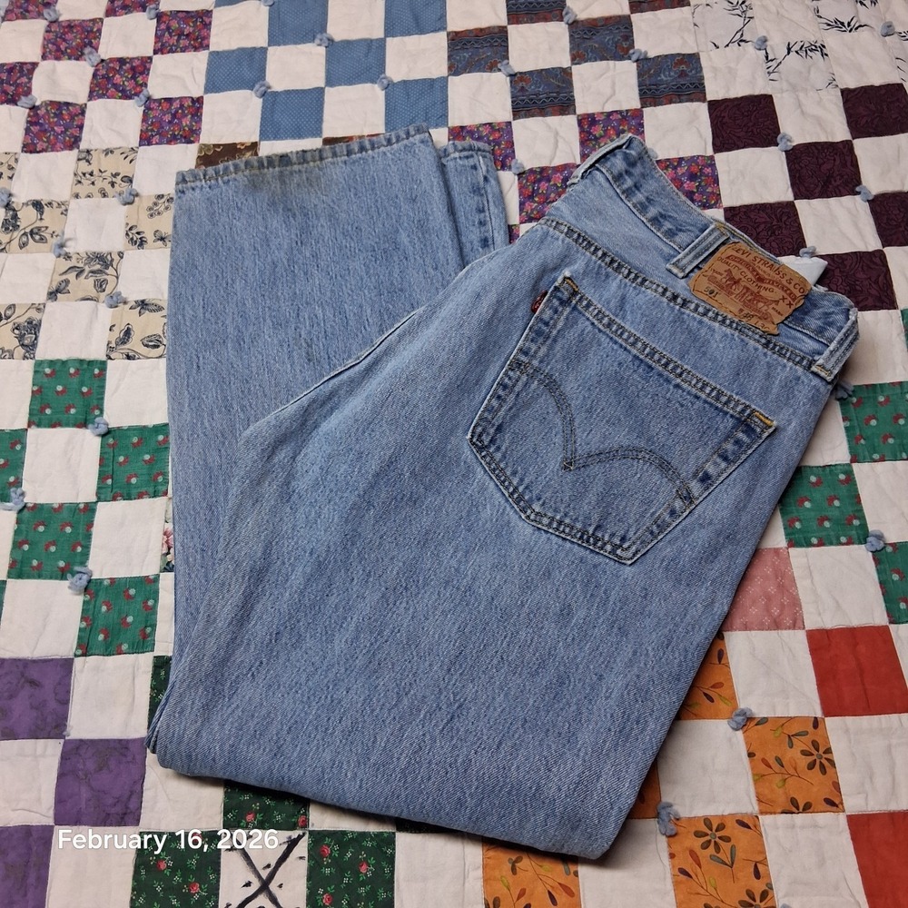 Levis 501 Jeans Size 38x30 Button Fly Straight Leg Blue Denim Pants